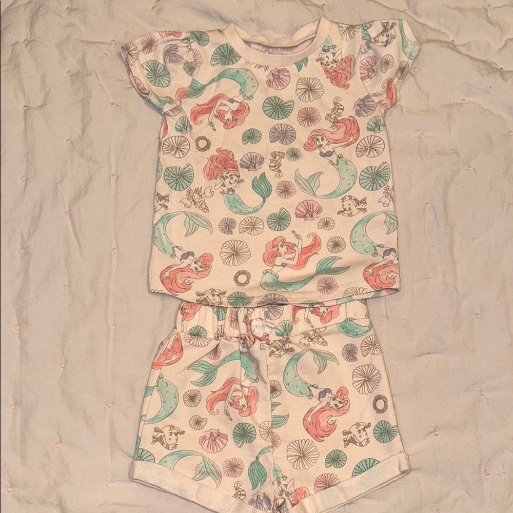 Disney Pink and Green Pajama Set Floral Delight